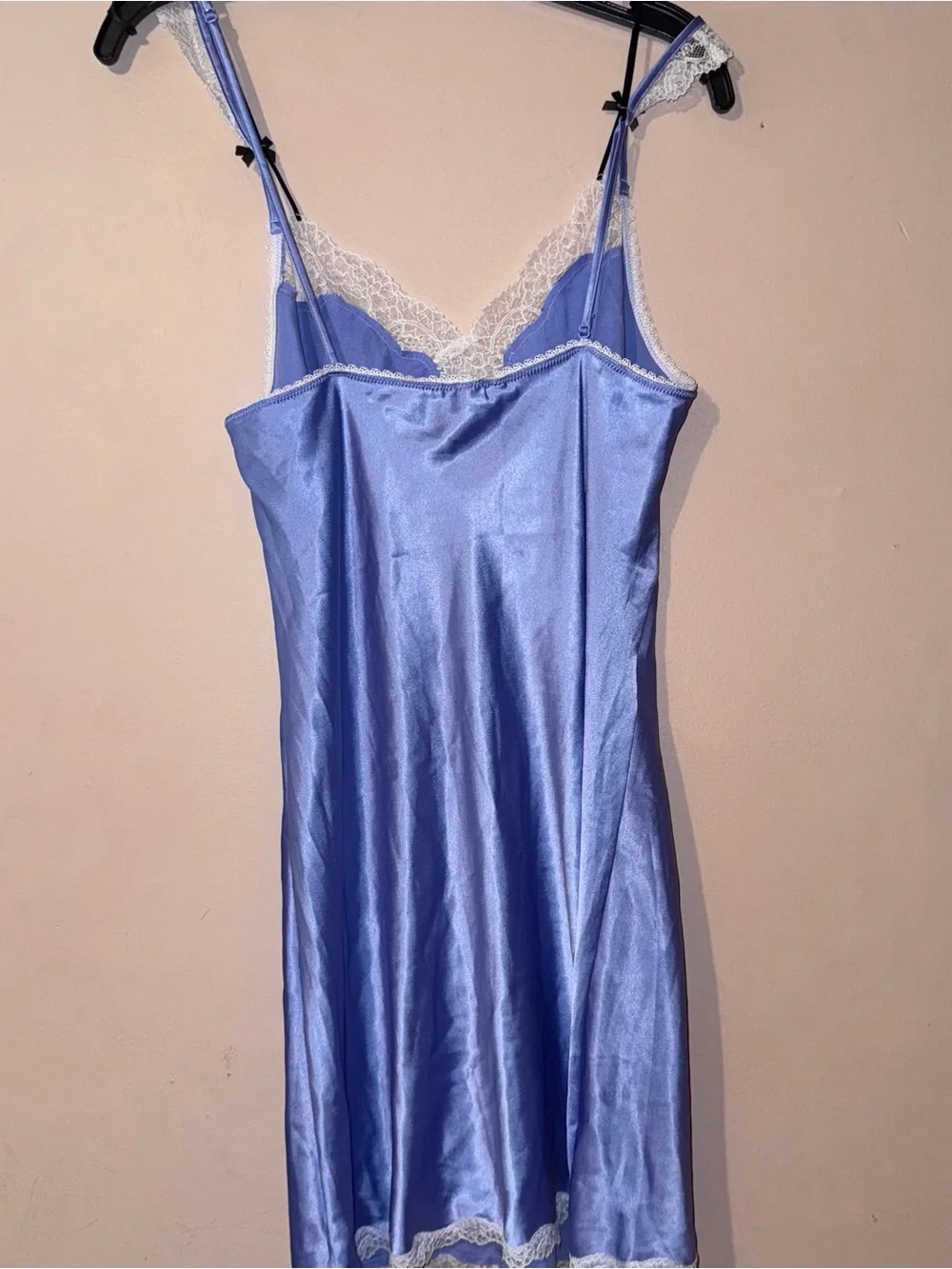Victoria’s Secret Purple Satin Lace Bow Accent Slip Dress Size L NWT!